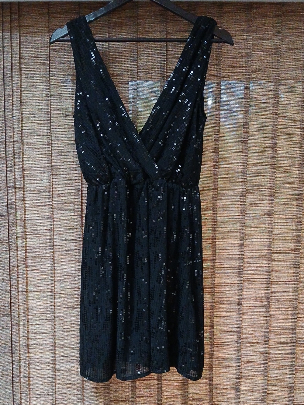 Express Black Sequin V-Neck Cocktail Dress